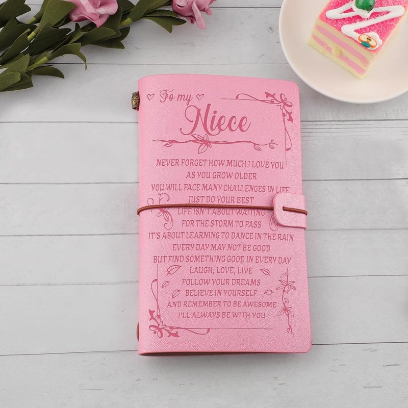 PRSTENLY Birthday Gift for Niece To My Niece Leather Journal, 140 Page Refillable Journal Notebooks, Travel Diary Back to School Graduation Christmas Gifts for Niece from Aunt Uncle - Image 2